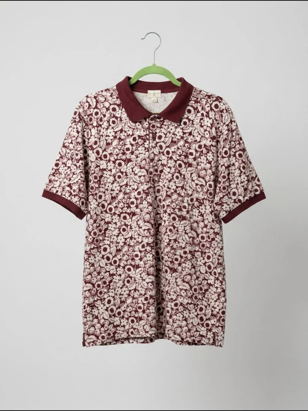 J. Crew Burgundy and Cream Floral Polo
